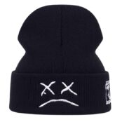 autumn winter warm beanie hats Crying face Embroidery Lil Peep beanie caps Men women Sad boy face knitted hats hip hop hats