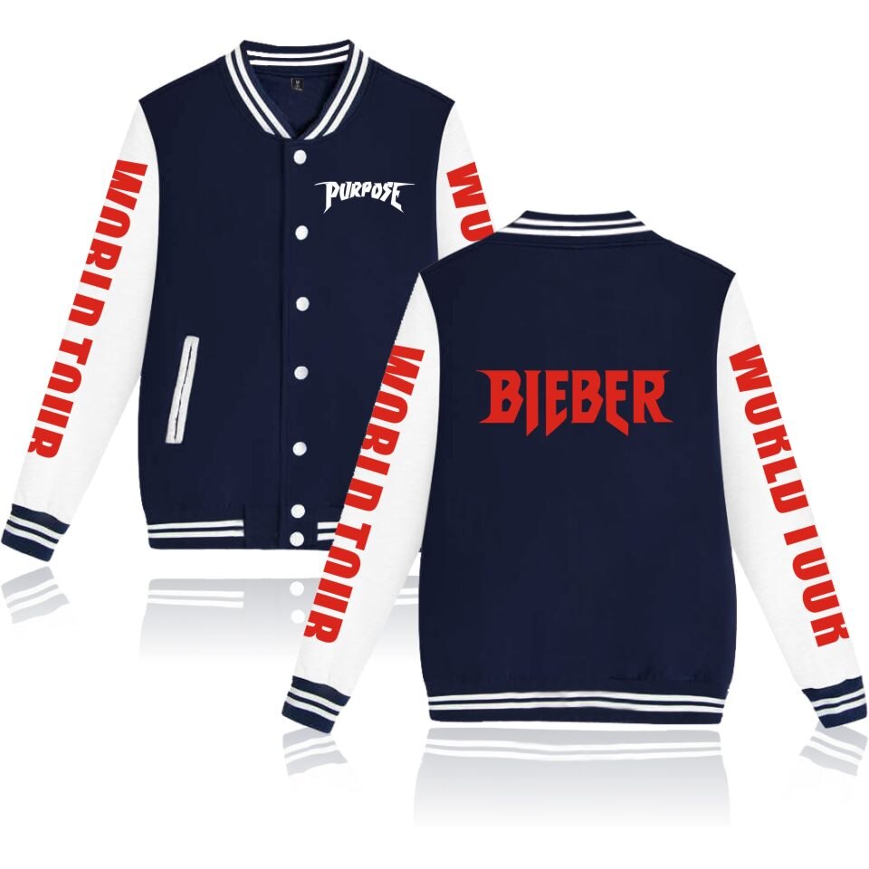 Justin Bieber Jacket New Style pop star Baseball Jacket coat Kpop sweatshirts hoodies Uniform women/men plus size clothes 4XL