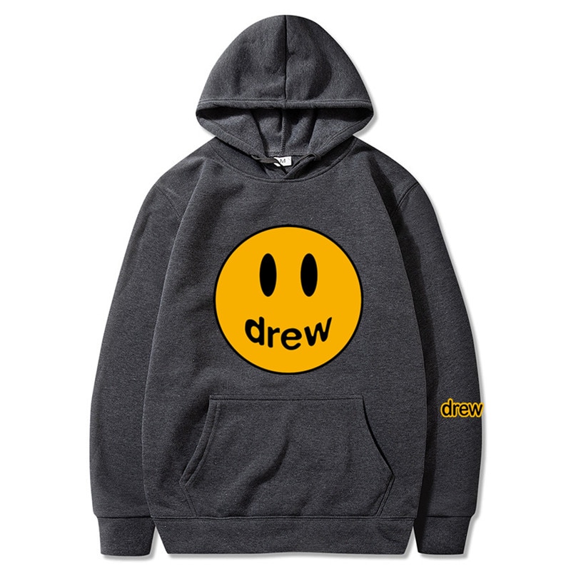 Fashion Men Hoodie Justin Bieber The Draw House Printed Smiley Face For Men And Women Hip Hop Pullover Winter Fleece Hoodies
