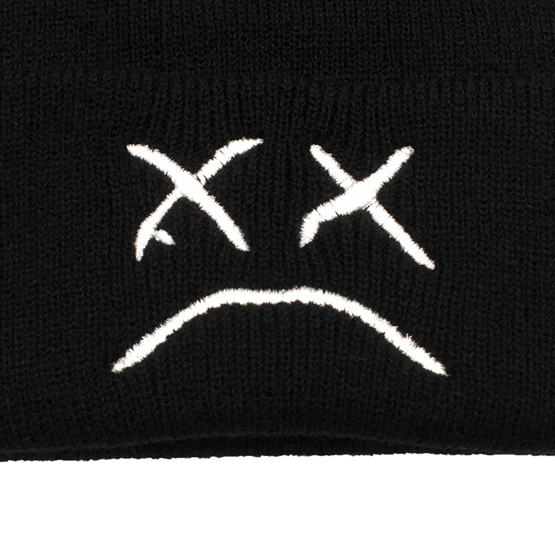 embroidery Lil Peep beanie cap xxxtentacion Sad boy face knitted hat for winter hip hop beanies fashion ski hats unisex