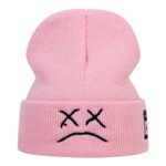 Crying face Embroidery Lil Peep beanie cap Men's and women Sad boy face knitted hats for winter hip hop beanies fashion ski hats