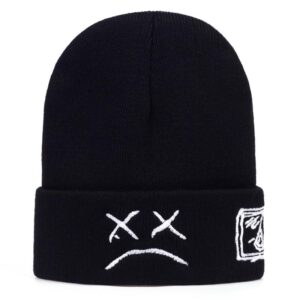 Crying face Embroidery Lil Peep beanie cap Men's and women Sad boy face knitted hats for winter hip hop beanies fashion ski hats