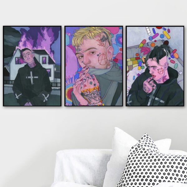Home Decor Prints Painting Nordic Pictures Wall Art Hip Hop Rapper Lil Peep Modular Canvas Watercolor Poster Bedside Background