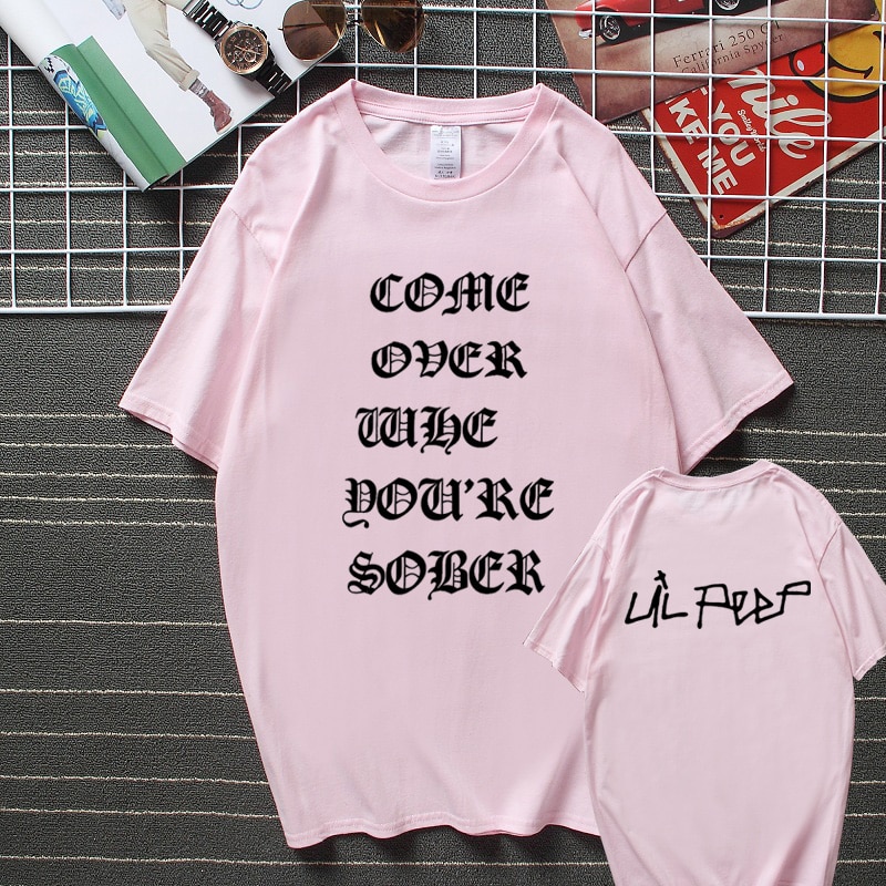 Lil Peep Come Over When You're Sober Tour Concert Vtg Reprint T shirt New Summer Streetwear Camisetas Top Cotton Tshirt Men